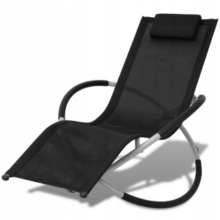 Záhradné lehátko - Vidaxl Deckchair s geometrickým oceľovým rámom, čierna