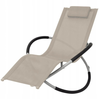 Záhradné lehátko - Vidaxl Deckchair s geometrickou oceľou, krémový rám