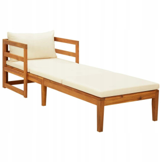 Záhradné lehátko - Vidaxl Deckchair s krémovým vankúšom, masívne drevo