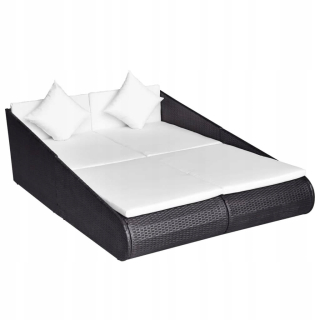 Záhradné lehátko - Vidaxl Garden Couch, Black, 201x139 cm,