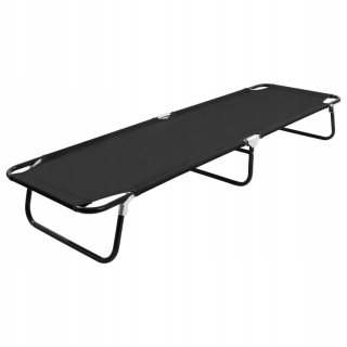 Záhradné lehátko - Vidaxl skladacie slnečné lôžko, čierna, oceľ