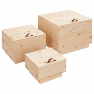 Záhradný box- Vidaxl prepravky s krytami, 3 ks, masívne drevo
