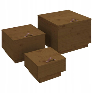 Záhradný box- Vidaxl prepravky s krytmi, 3 ks, med