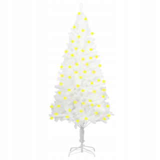 Vidaxl umelý vianočný stromček s LED žiarovkami, biely,