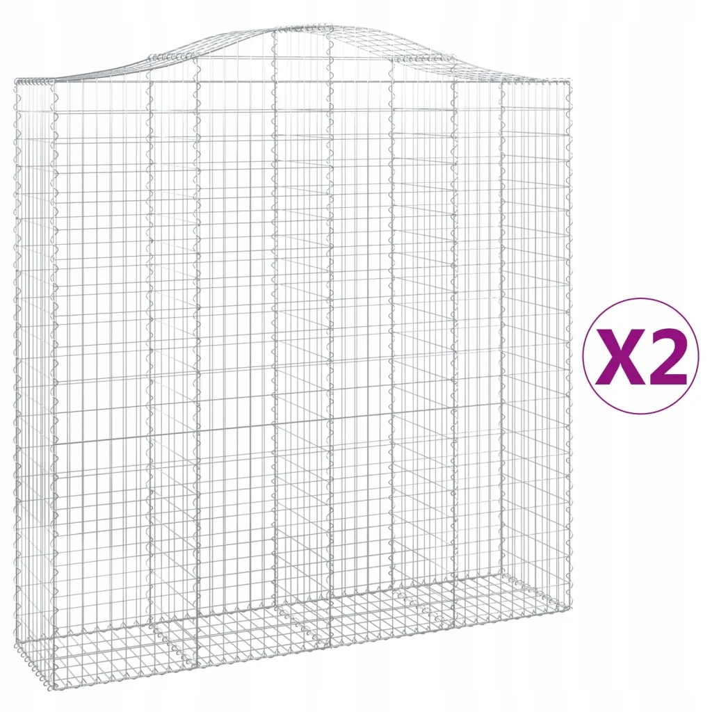 VidaXL Gabiónové koše, 2 ks, 200 × 50 × 200/220 cm, pozinkované železo