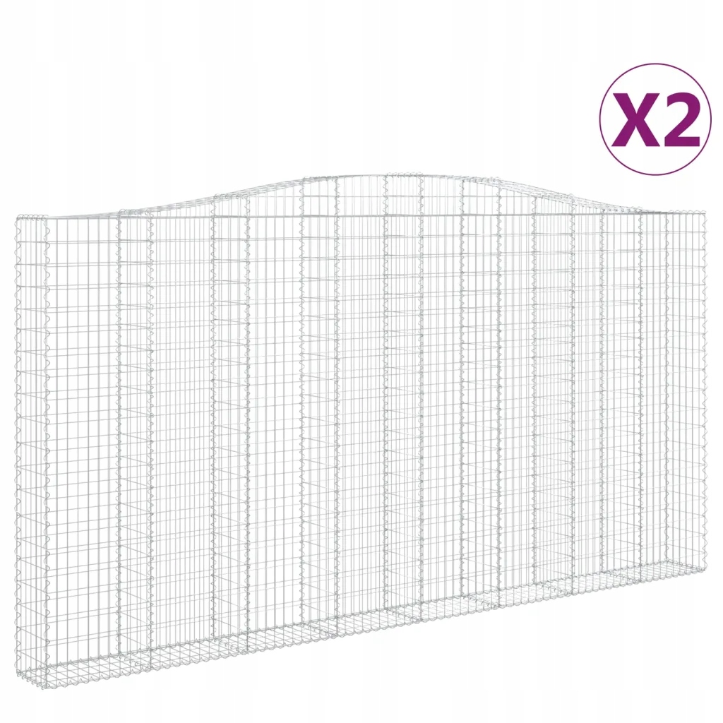 VidaXL Gabiónové koše, 2 ks, 400 × 30 × 200/220 cm, pozinkované železo