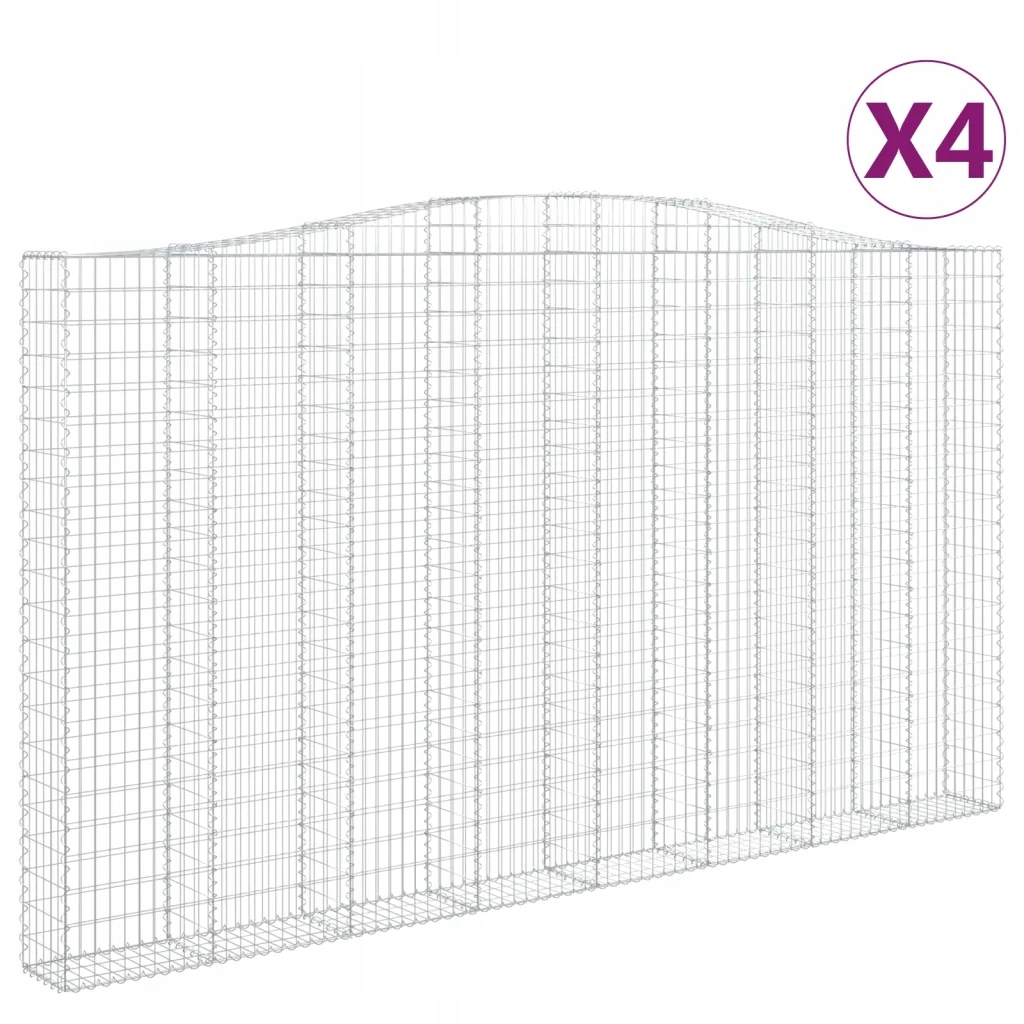 VidaXL Gabiónové koše, 4 ks, 400 × 30 × 220/240 cm, pozinkované železo