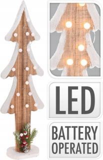LED drevený vianočný stromček, 60 cm ornament batérie