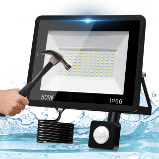 Záhradné halogény - LED halogén 50 W s svietidlom snímača snímača pohybu 4500lm tenký