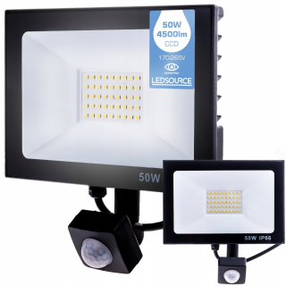 Záhradné halogény - Halogénový LED reflektor 50W LAMP s pohybovým senzorom