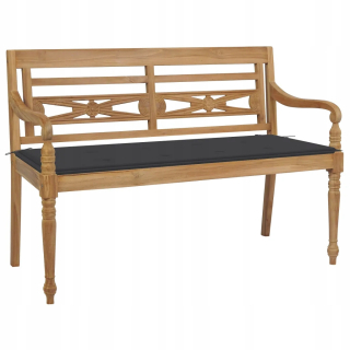 Záhradná lavica, lavička - Batavia lavica s antracitovým vankúšom, 120 cm, drevo