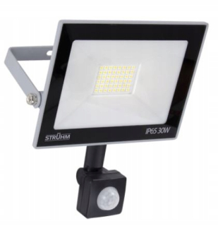 Záhradné halogény - STRUHM LED reflektor s PIR senzorom KROMA 30W, studená šedá