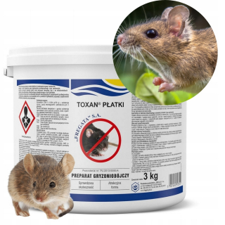 Repelent, plašič pre zvieratá - Myš Poison Rats Toxan vločky 3 kg silný DDD bromadiolon jedy